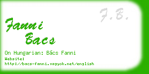 fanni bacs business card